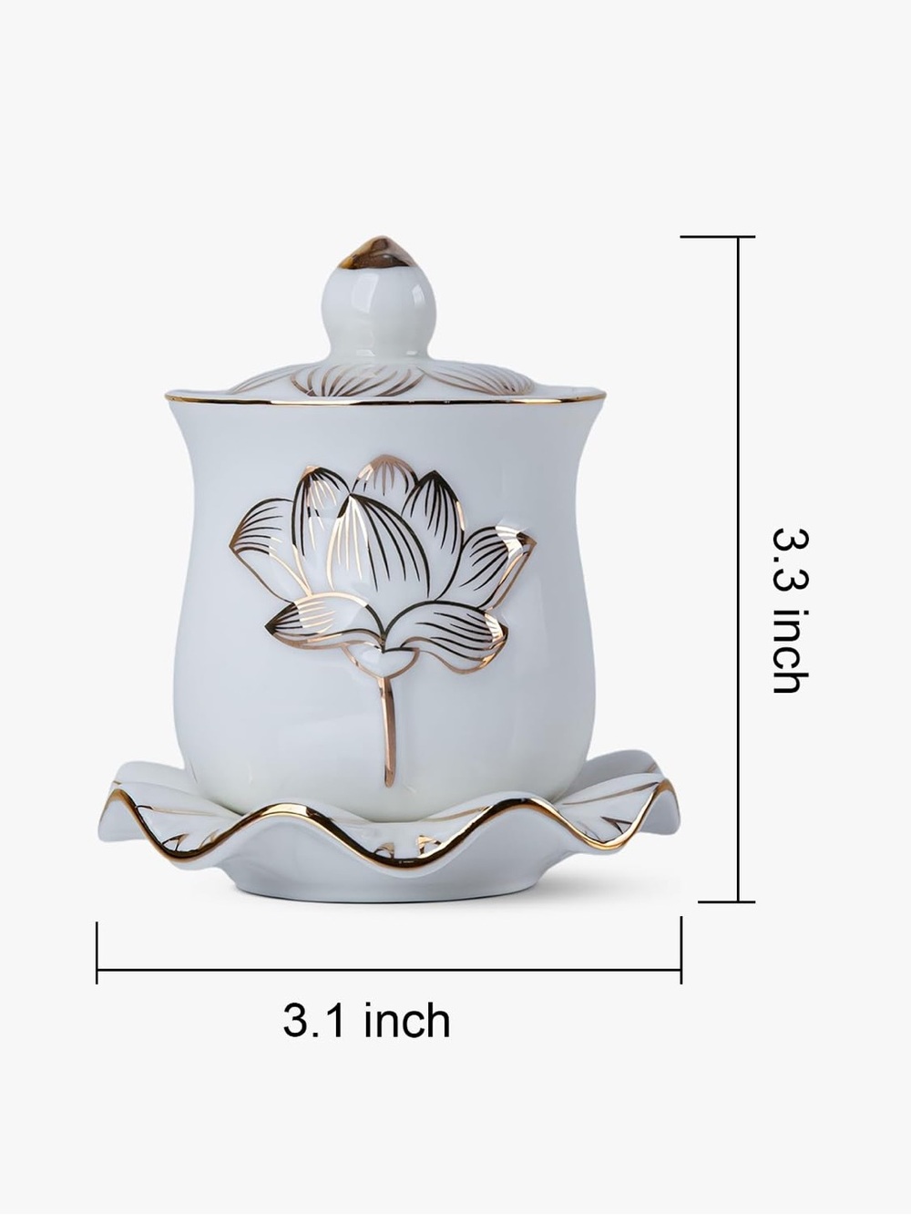 Set of 3 Buddhist Altar Water Offering Cups - Ceramic Tiny Cups 3.1" x 3.3”